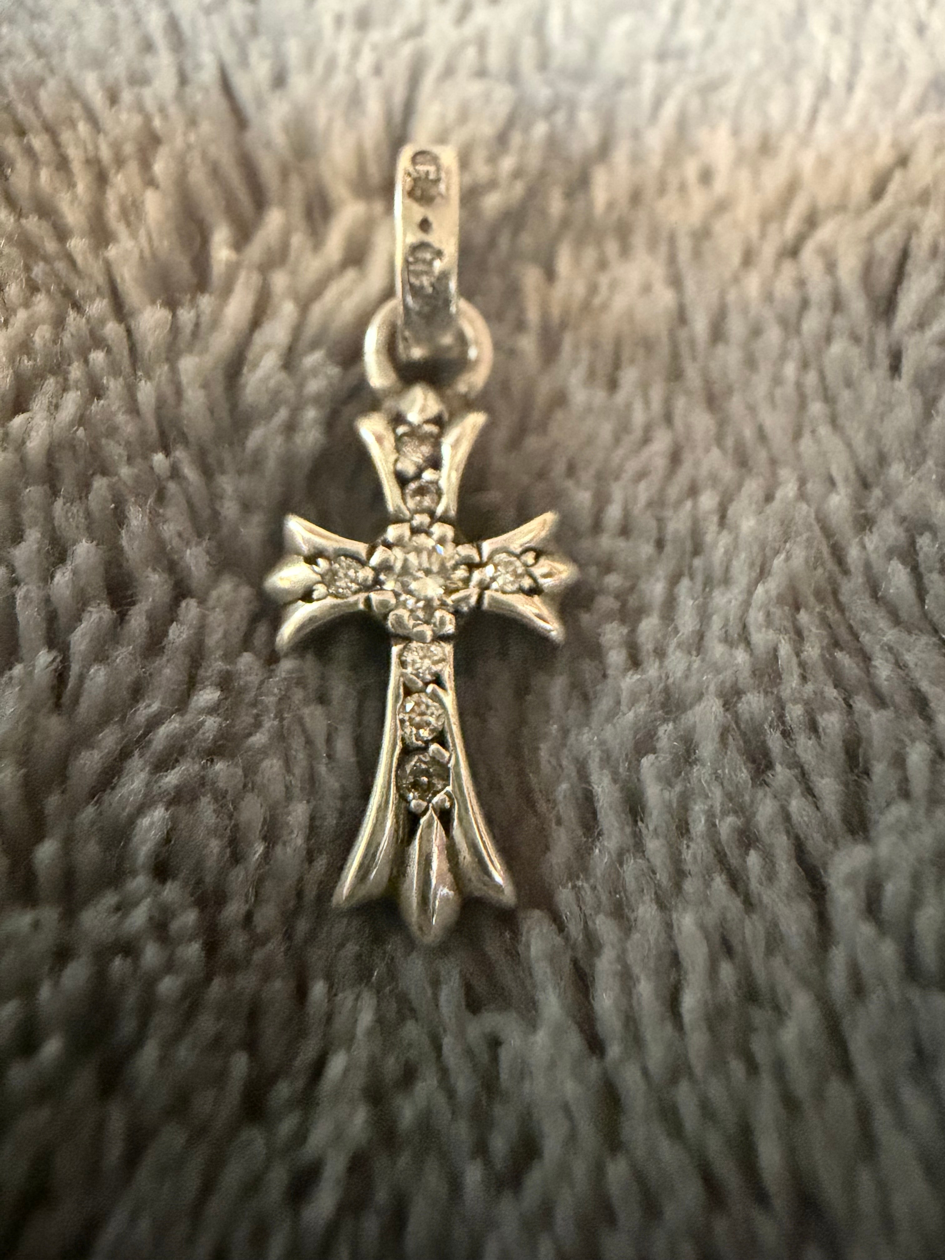 Chrome Hearts Baby Fat Cross Pave Diamond Charm "Silver"