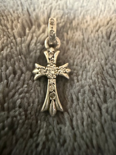 Chrome Hearts Baby Fat Cross Pave Diamond Charm "Silver"