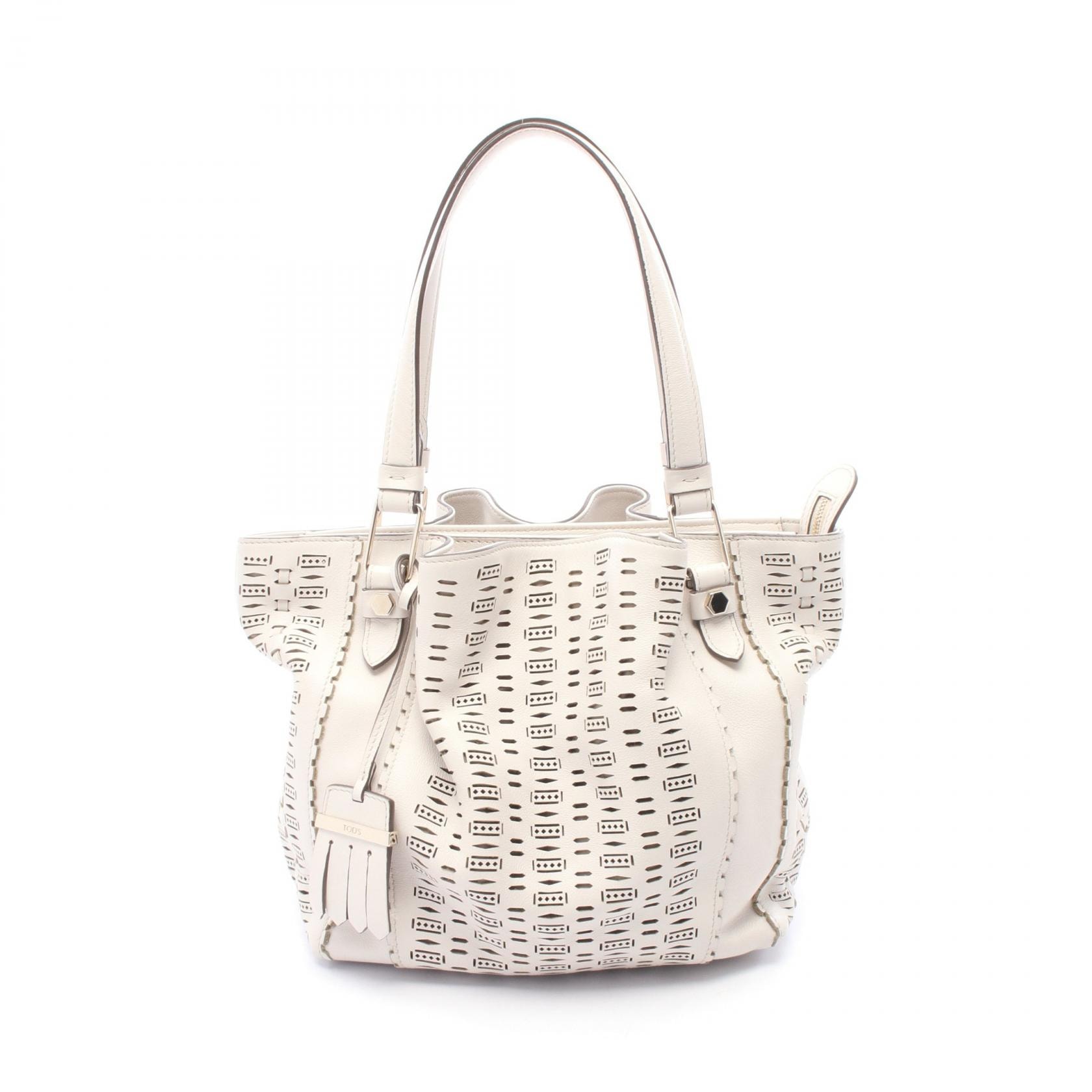 トッズ TOD'S フラワーバッグ ショルダーバッグ バッグ レザー レディース ホワイト系 【中古】