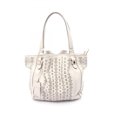 トッズ TOD'S フラワーバッグ ショルダーバッグ バッグ レザー レディース ホワイト系 【中古】