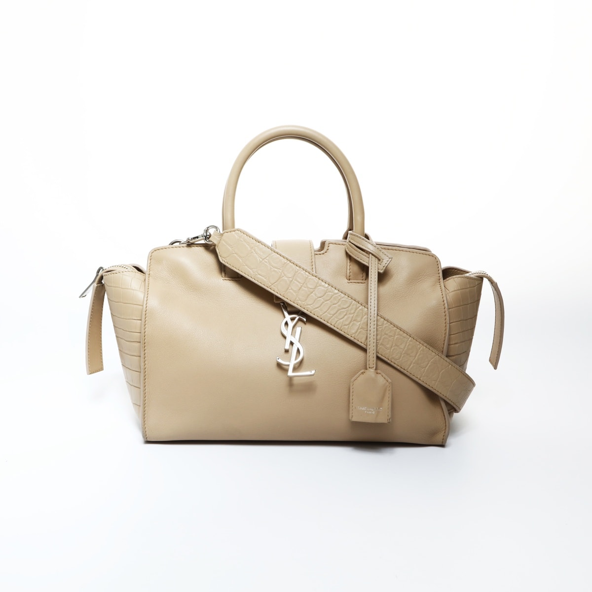 イヴ・サンローラン YSL ダウンタウン カバス 2way 型押しレザー ハンドバッグ【中古】