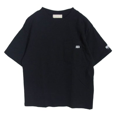 WIND AND SEA ウィンダンシー Tシャツ wds-o-ess-25-q4-cs-01 POCKET S/S TEE 刺繍 ポケット ブラック系 S【中古】