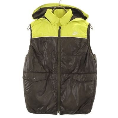 NIKE ナイキ フード付き 中綿ジップ ベスト 160 ブラウン リバーシブル