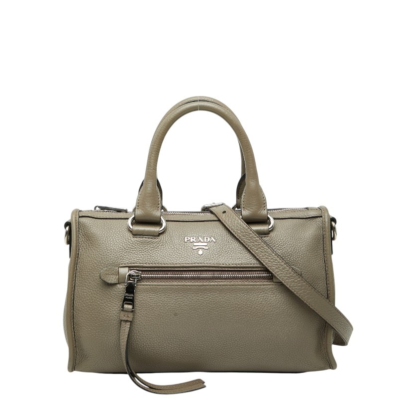 プラダ ハンドバッグ ショルダーバッグ 2WAY 1BB022 グレー レザー レディース PRADA 中古