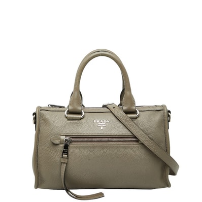 プラダ ハンドバッグ ショルダーバッグ 2WAY 1BB022 グレー レザー レディース PRADA 中古