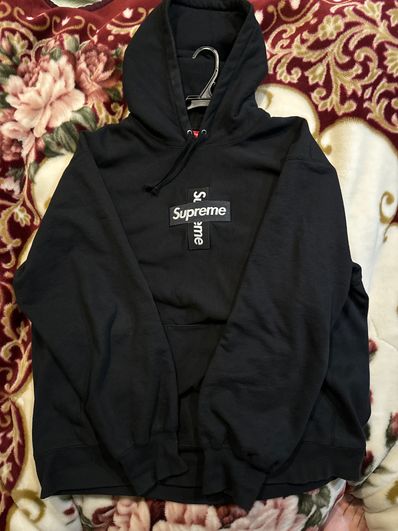 Supreme Cross Box Logo Hooded Sweatshirt "Black"