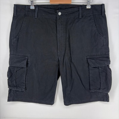 古着 リーバイス Levi's パンツ カーゴ ジップフライ ワンポイントロゴ サイドポケット ショーツ ハーフパンツ w38 ブラック系 メンズ