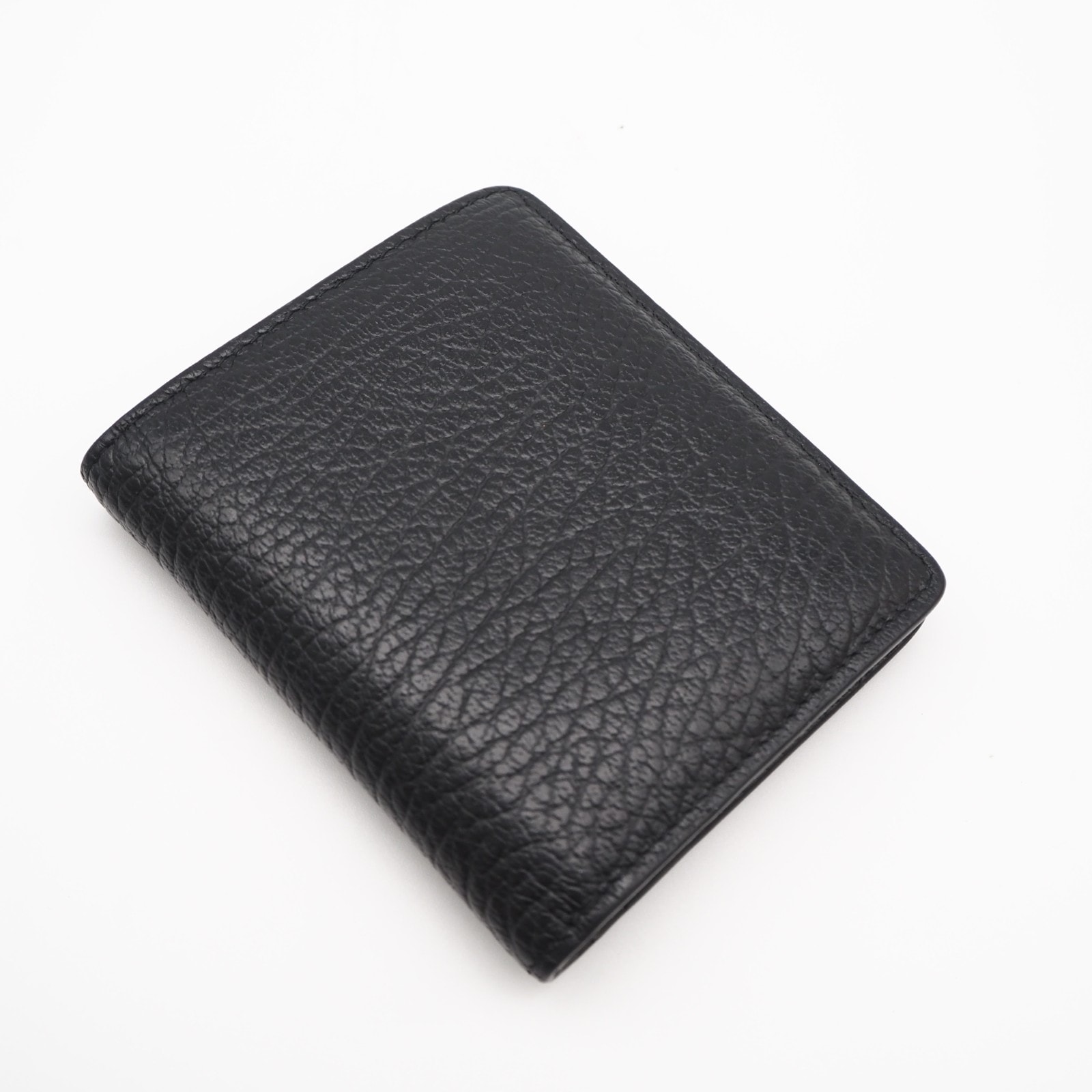 美品 MAISON MARGIELA メゾンマルジェラ カーフレザー 4ステッチ バイフォールド ウォレット S56UI0140 二つ折り財布 ブラック ホワイト カーフレザー メンズ