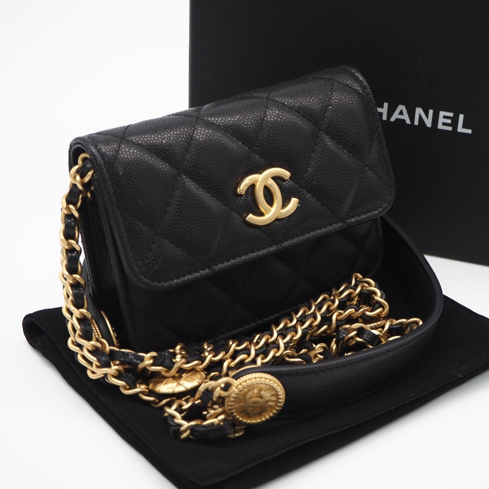 美品 CHANEL シャネル キャビアスキン マトラッセ チェーンショルダーバッグ - ショルダーバッグ ブラック キャビアスキン レディース