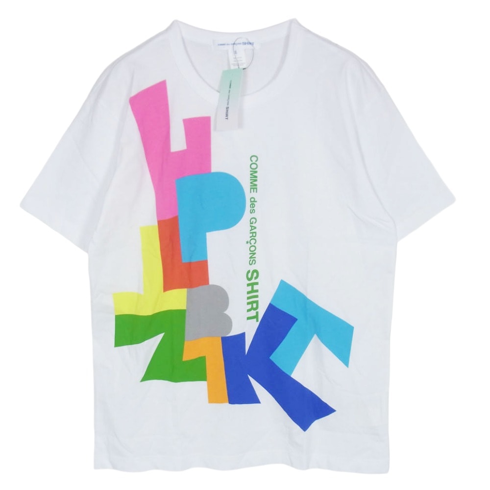 COMME des GARCONS コムデギャルソン Tシャツ 25AW FP-T002-W25 SHIRT シャツ コットンポプリン デジタルプリント クルーネック 半袖 Tシャツ カットソー ホワイト系 XL【極上美品】【中古】