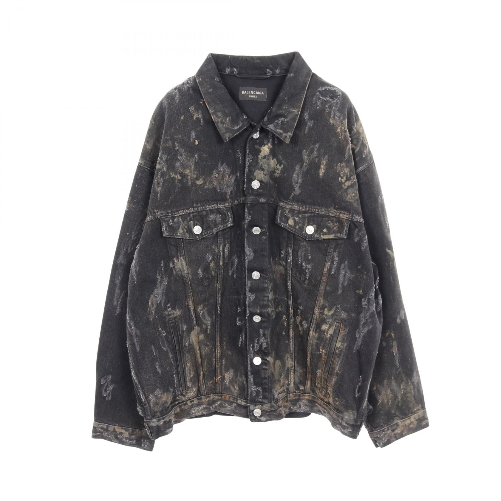 バレンシアガ BALENCIAGA デニムジャケット 衣料品 アウター コットン メンズ レディース グレー系 748022 TBP47 【中古】