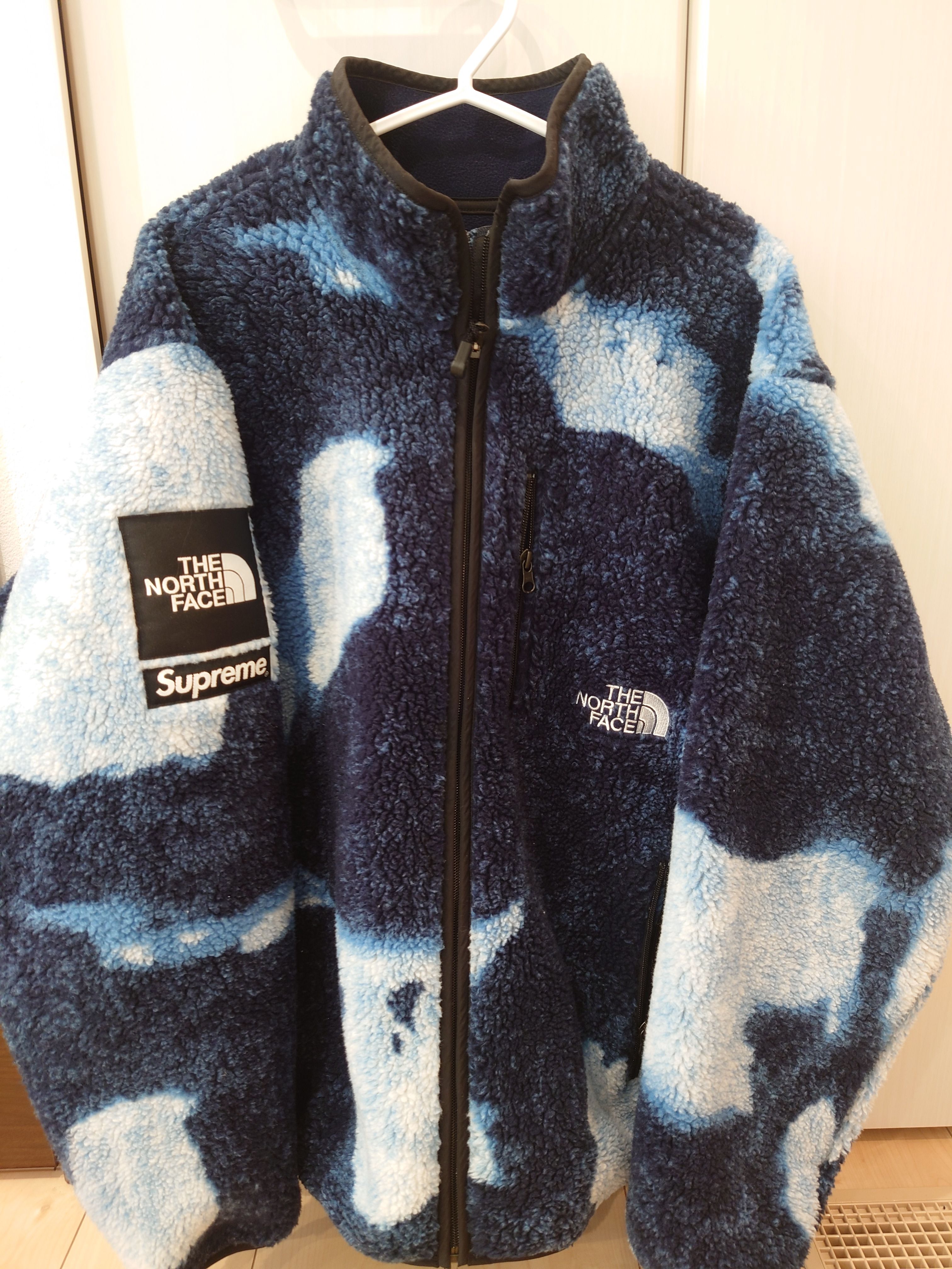 Supreme x The North Face Bleached Denim Print Fleece Jacket "Indigo"