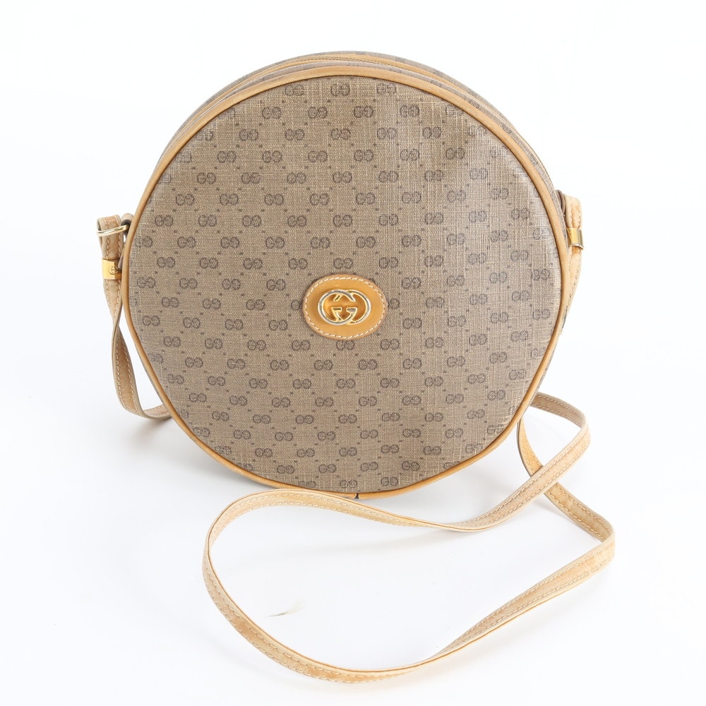 グッチ マイクロGGショルダーバッグ レザー×コーティングキャンバス