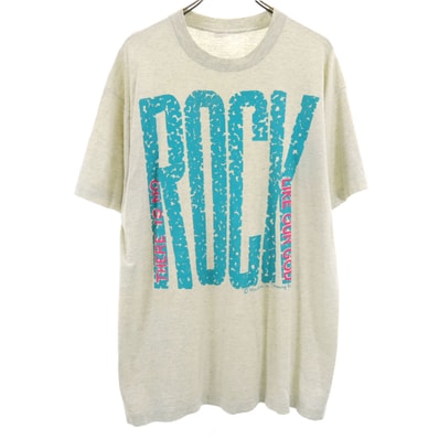 FRUIT OF THE LOOM フルーツオブザルーム 90s USA製 オールド ROCK 半袖 Tシャツ XL グレー シングルステッチ