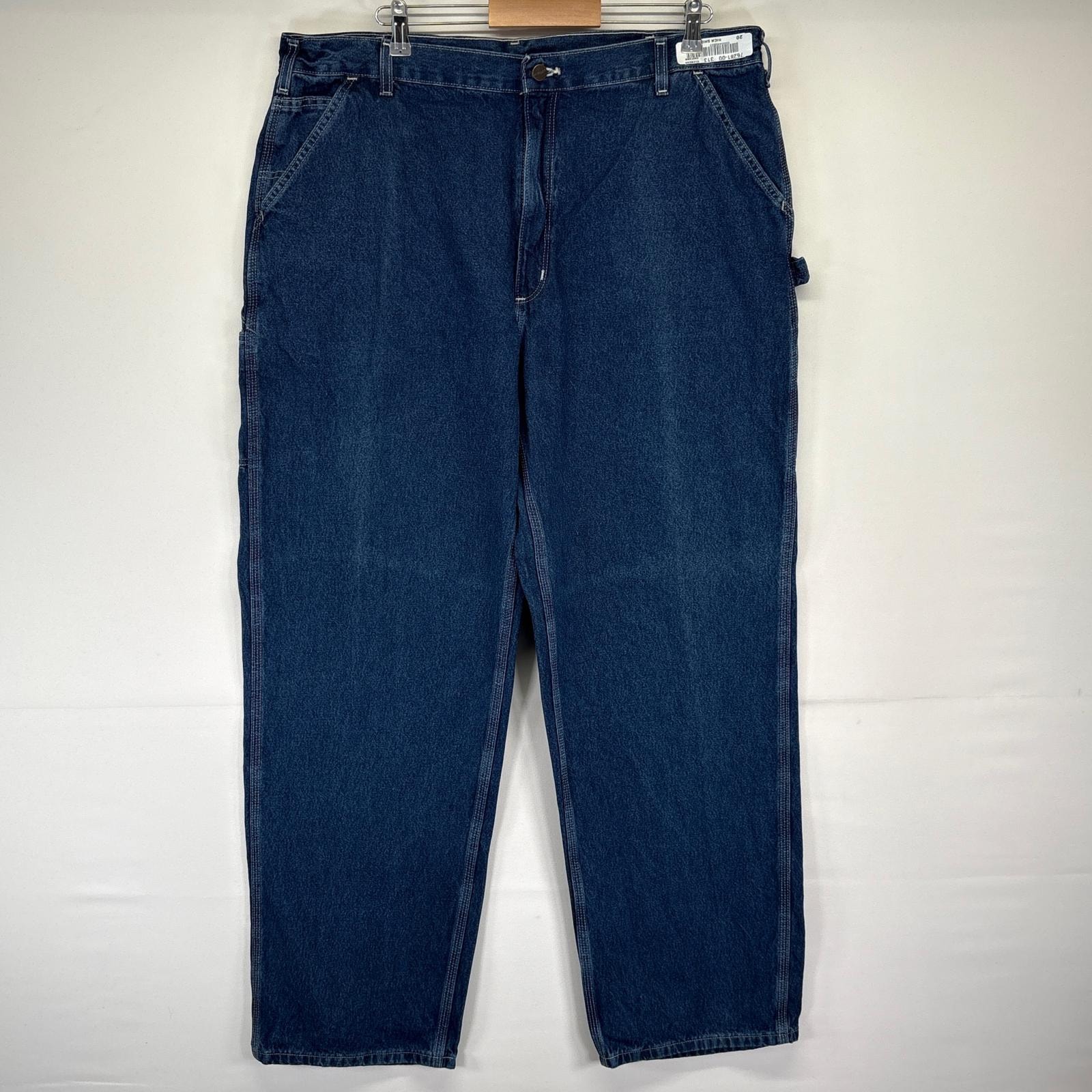 古着 カーハート Carhartt デニムパンツ ペインターパンツ ワークパンツ ワンポイントロゴ 大きいサイズ w42 L34  ブルー メンズ