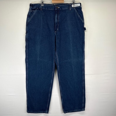 古着 カーハート Carhartt デニムパンツ ペインターパンツ ワークパンツ ワンポイントロゴ 大きいサイズ w42 L34 ブルー メンズ
