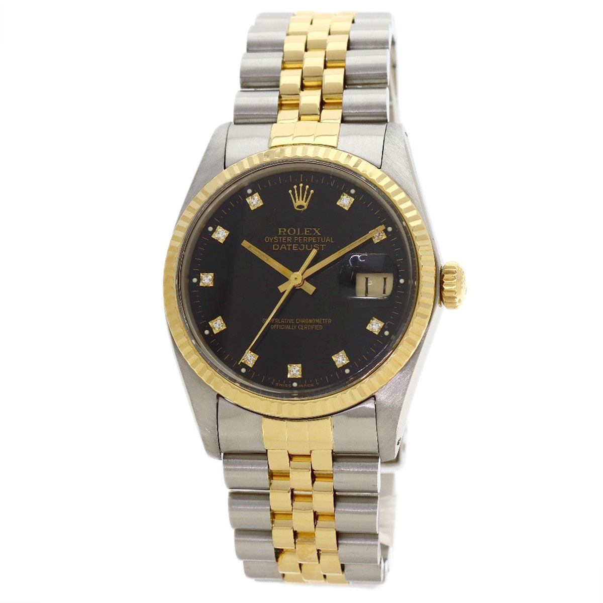 ROLEX ロレックス 16013G デイトジャスト 10P ダイヤモンド 1984年製 腕時計 SS SSxK18YG K18YG メンズ [中古]