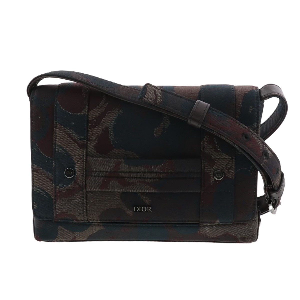 Christian Dior クリスチャンディオール PETER DOIG ショルダーバッグ キャンバス レザー ブラウン 迷彩柄 レディース【中古】