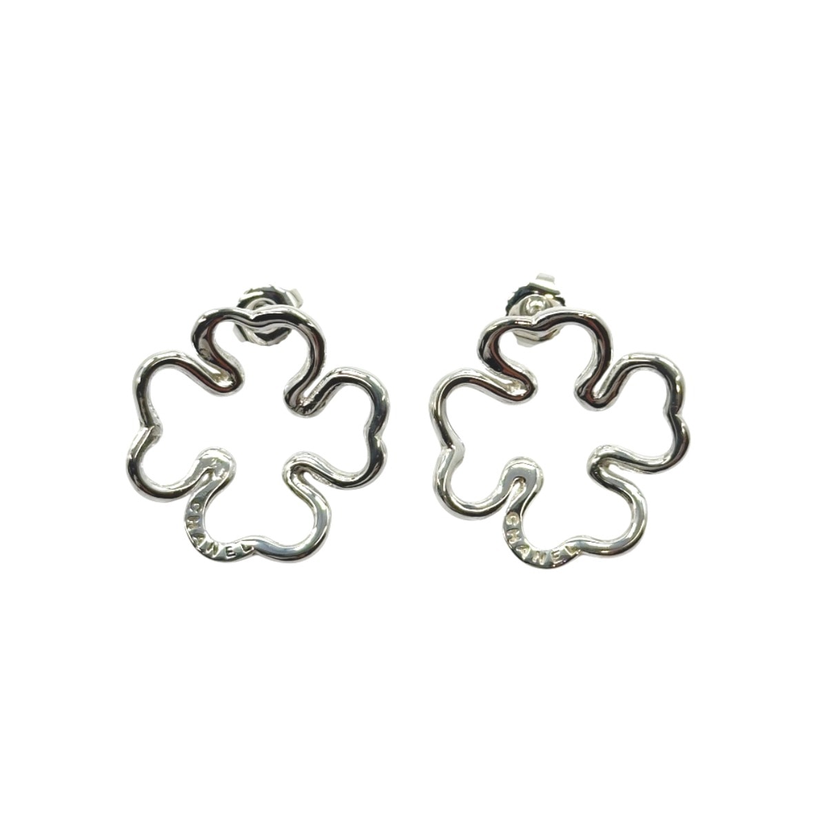 美品 CHANEL シャネル クローバーモチーフ シルバー シルバー925 ピアス アクセサリー ジュエリー Y1-00014 【中古】