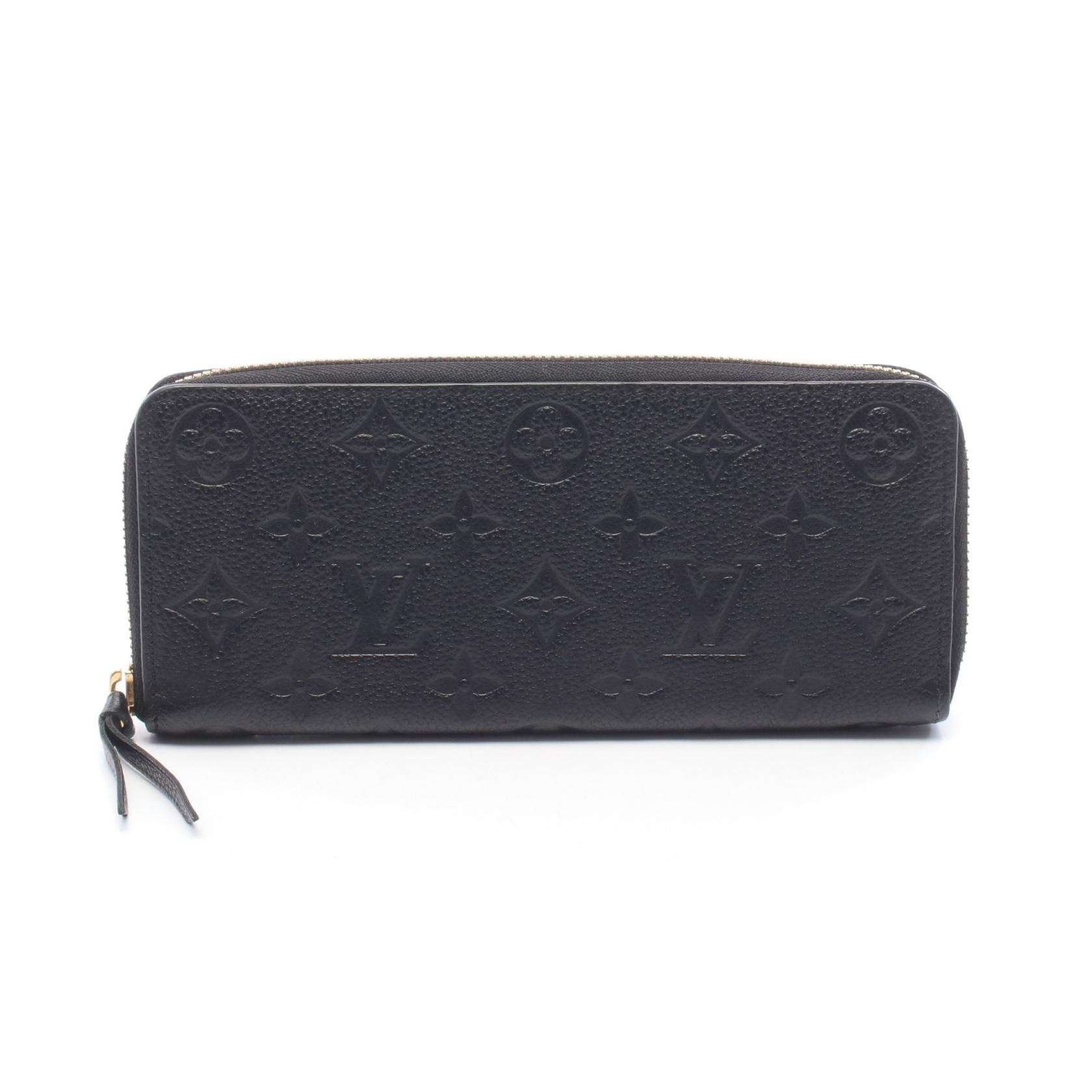 ルイ・ヴィトン LOUIS VUITTON ポルトフォイユ クレマンス モノグラムアンプラント ノワール ラウンド長財布 財布 レザー モノグラム・アンプラント ノワール レディース ブラック系 M60171 【中古】