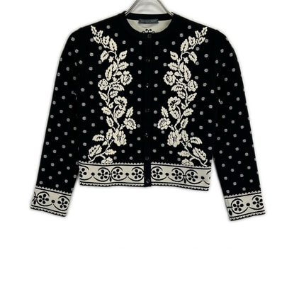 アレキサンダーマックイーン 461072 ブラック フラワー エンブロイダリー ニットカーカーディガン XS