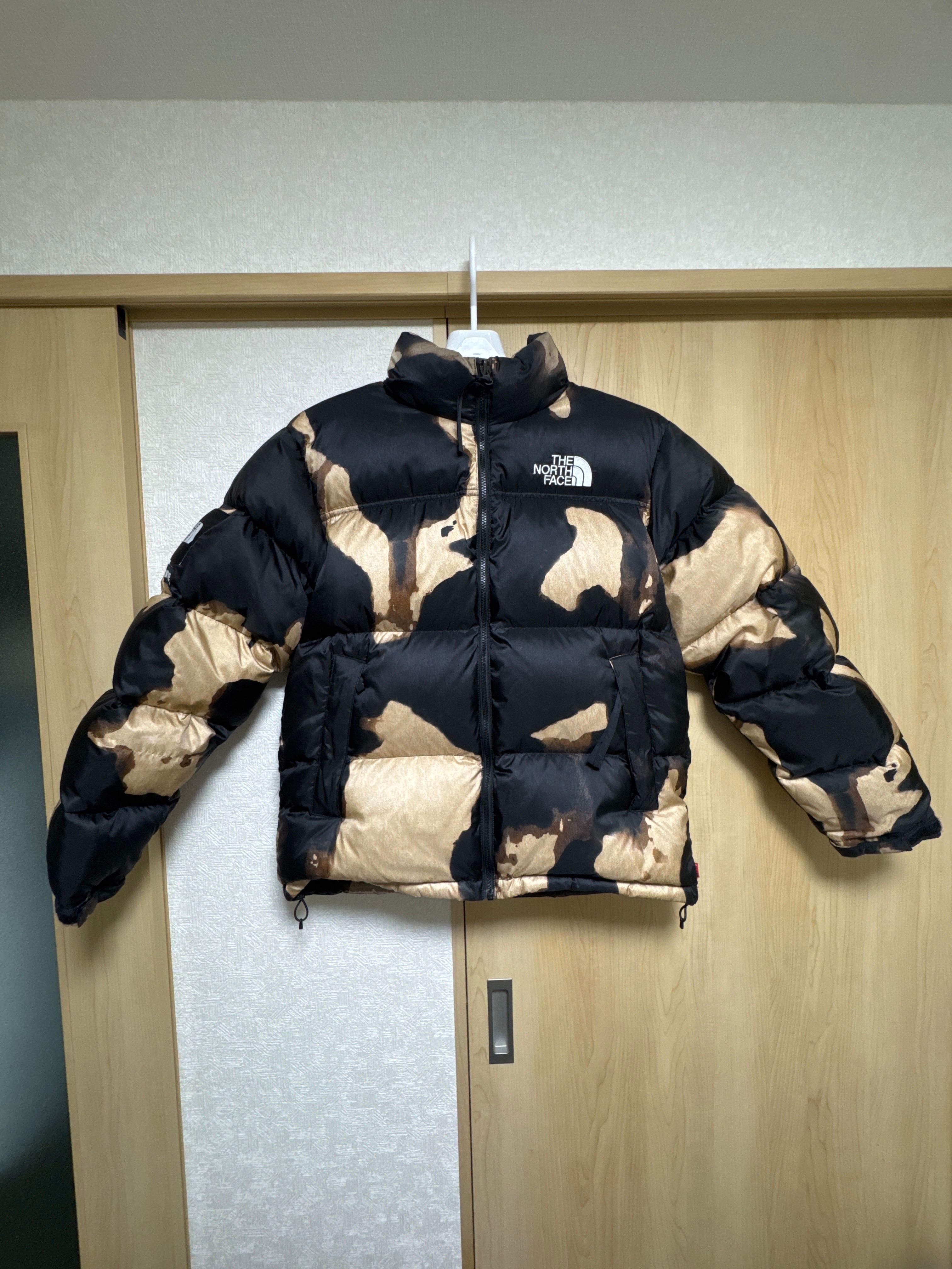 Supreme x The North Face Bleached Denim Print Nuptse Jacket "Black"