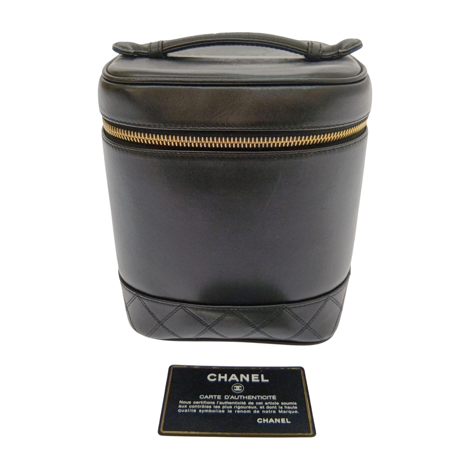 □□CHANEL シャネル ビコローレ レザーバニティ A01619 ブラック