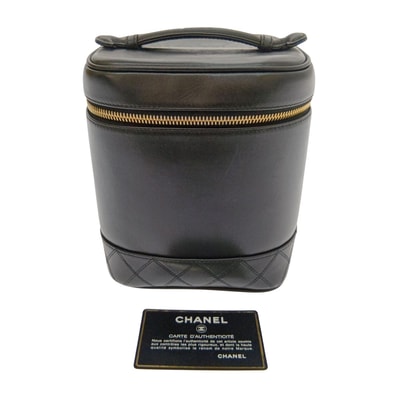□□CHANEL シャネル ビコローレ レザーバニティ A01619 ブラック