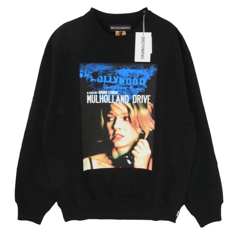 WACKO MARIA ワコマリア 26SS MD-WM-SS04 × MULHOLLAND DRIVE ( TYPE-2 ) マルホランド ドライブ ヘビーウエイト クルーネック スウェットシャツ BLACK ブラック系 L【新古品】【未使用】【中古】