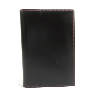 エルメス HERMES 手帳カバー レザー ブラック×レッド ユニセックス【中古】 56522j