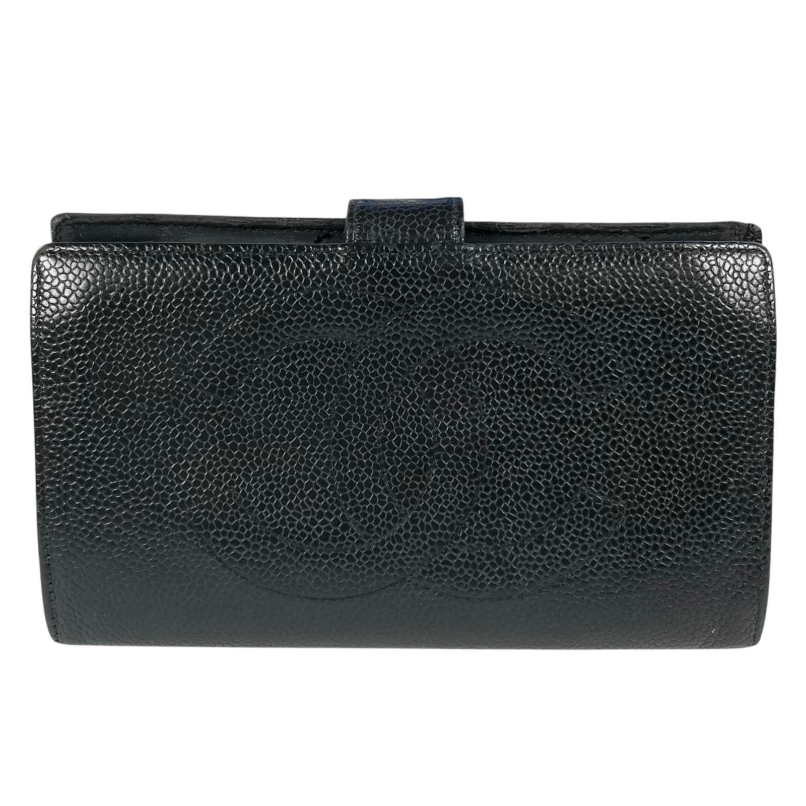 CHANEL シャネル 長財布 レザー ブラック レディース【中古】