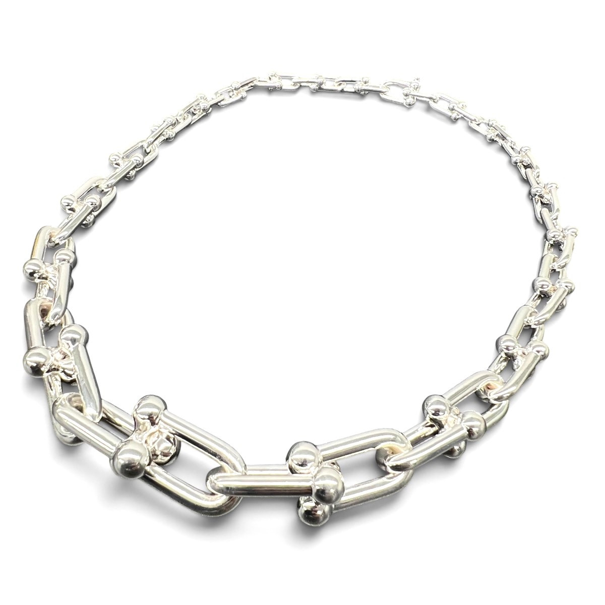 TIFFANY 極美品 ティファニー ハードウェア グラジュエイテッド リンク ネックレス シルバー SV925 105.7g レディース チョーカー Aランク 中古 鑑定済 ティファニーアクセ