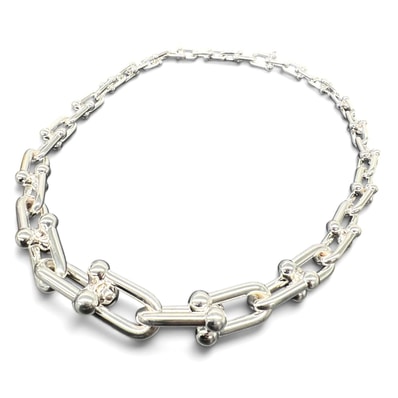 TIFFANY 極美品 ティファニー ハードウェア グラジュエイテッド リンク ネックレス シルバー SV925 105.7g レディース チョーカー Aランク 中古 鑑定済 ティファニーアクセ
