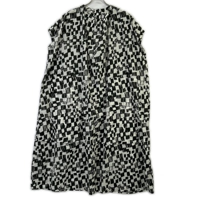 トゥーグッド 26年製 ブラック×ホワイト THE POET DRESS CHEQUERBOARD LAWN - FLINT FELT TIP チェックワンピース