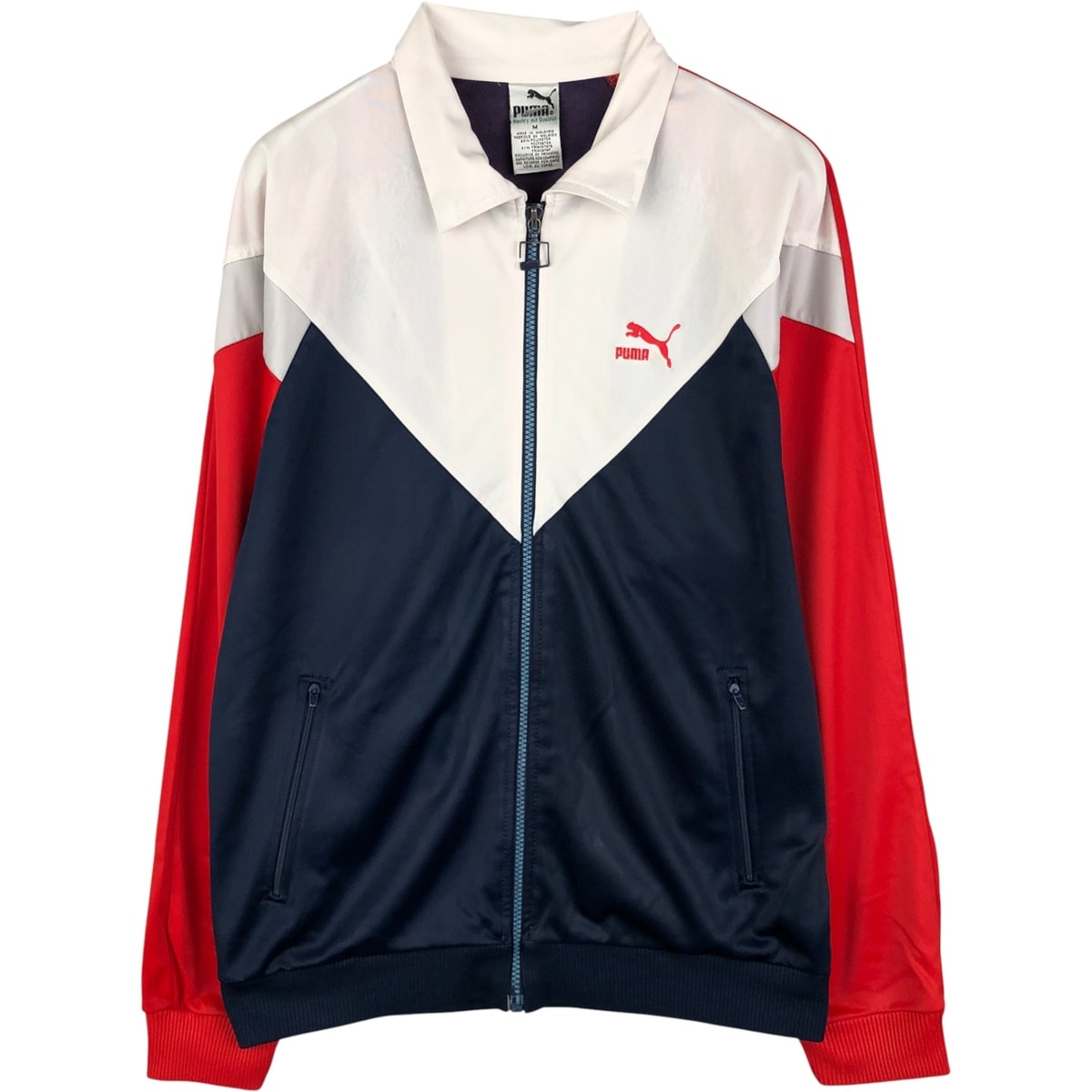 古着 プーマ PUMA ジャージ 襟付き トリコロールカラー トラックジャケット メンズM相当/eaa595573