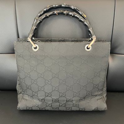 ☆GUCCI☆ バンブー GG ナイロン ハンドバッグ ブラック