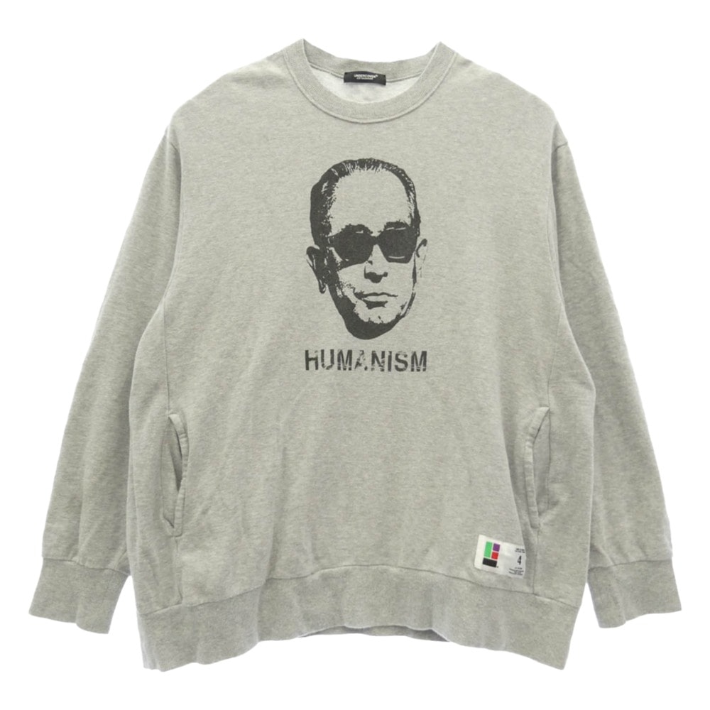 UNDERCOVER アンダーカバー スウェット 23SS UC1C4805-5 SWEAT FACE HUMANISM ヒューマニズム フェイスプリント クルーネック スウェット トレーナー グレー系 4【中古】