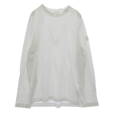 MONCLER モンクレール カットソー 22SS H10918D00007 8390T LS TSHIRT ネック ロゴプリント ショルダーワッペン クルーネック 長袖 Tシャツ カットソー ホワイト系 S【中古】