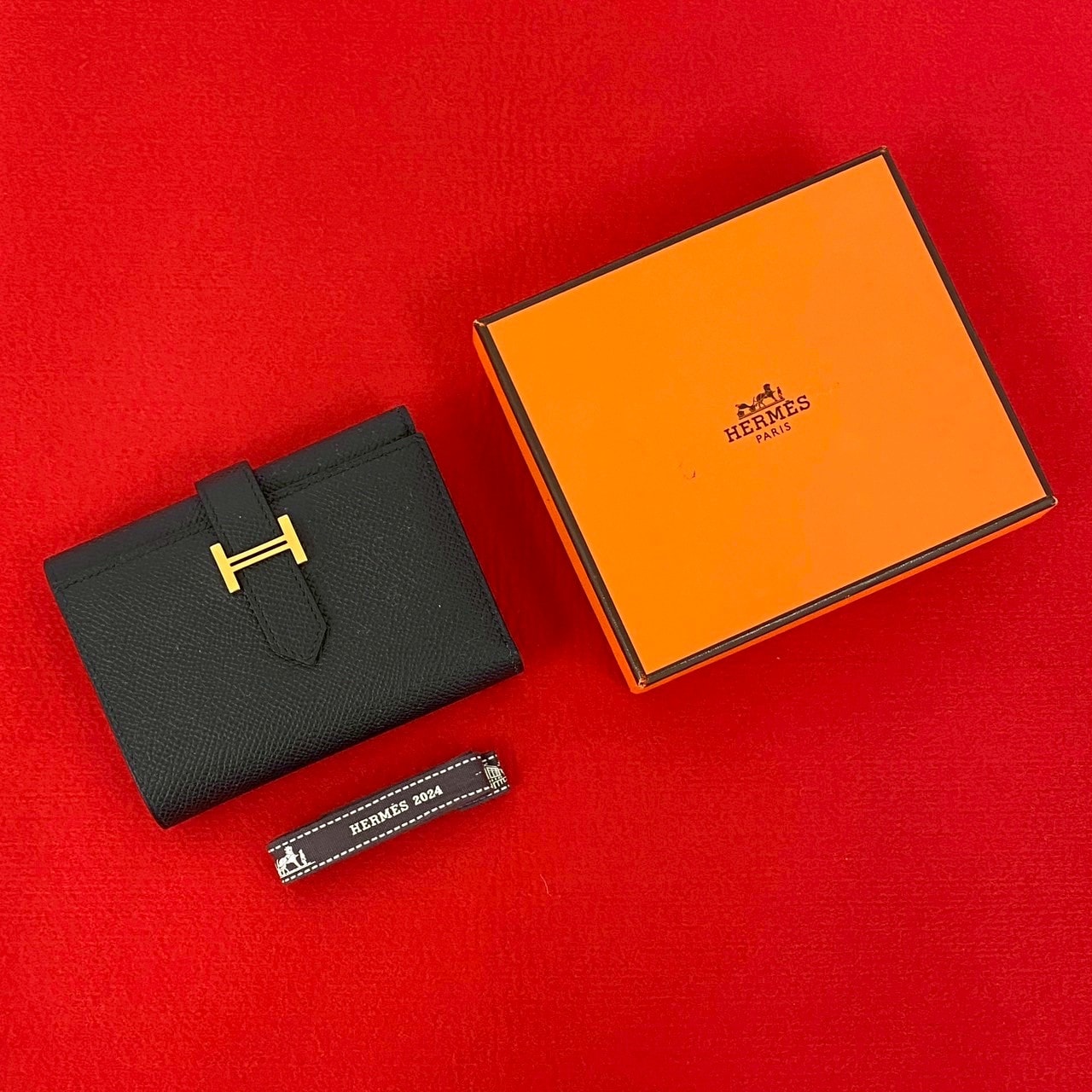 HERMES エルメス ベアン コンビネ ヴォーエプソン 三つ折り財布 ブラック
 45456