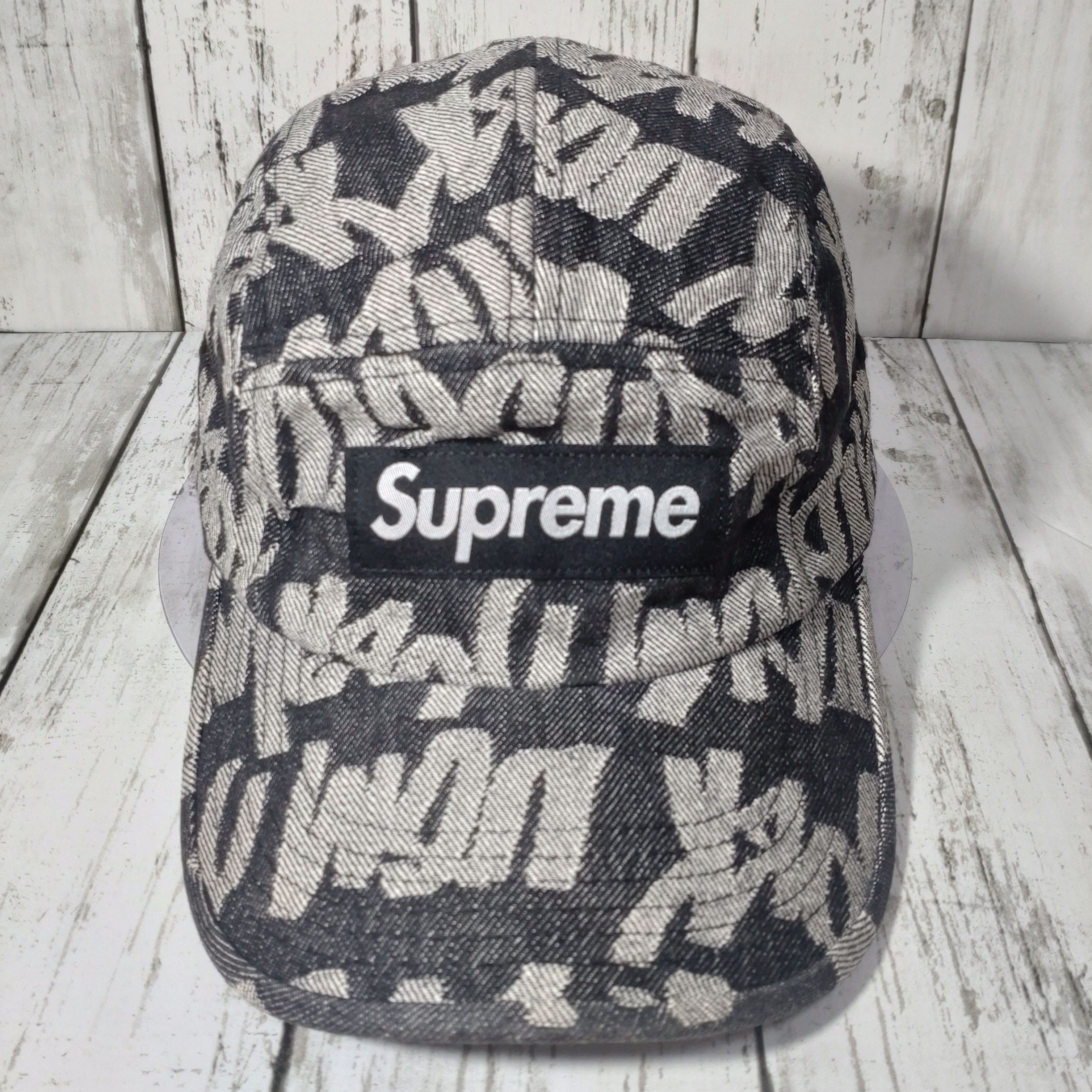 Supreme Fat Tip Jacquard Denim Camp Cap "Black"