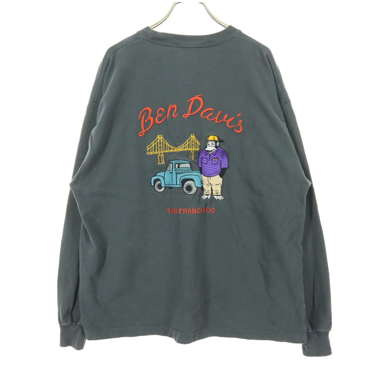 BEN DAVIS ベンデイビス 刺繍 長袖 トレーナー M グレー スウェット