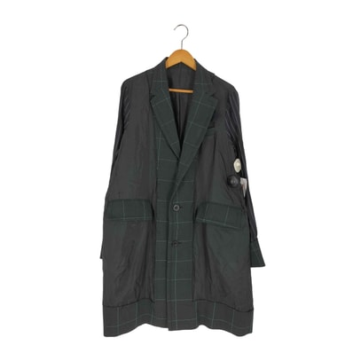 21ss Suiting Coat 素材切替チェックコート【1141932511932】