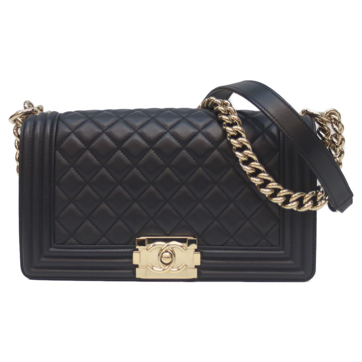 シャネル 25番 A67086 ネイビー ラム G金具 ボーイシャネル25