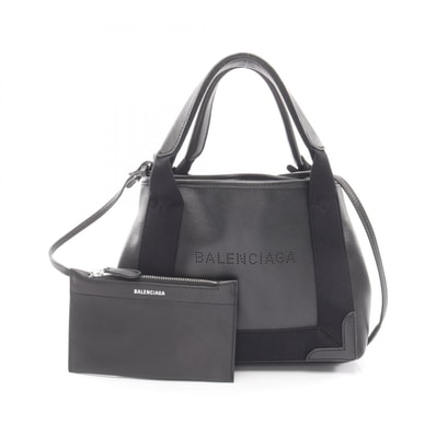 バレンシアガ BALENCIAGA ネイビーカバ XS 2WAY ハンドバッグ バッグ レザー レディース ブラック系 390346 【中古】