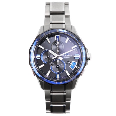 【極美品】CASIO カシオ 腕時計 OCEANUS オシアナス OCW-G2000 メンズ Bluetooth搭載 電波ソーラー GPS チタン 耐水 ウォッチ 時計 小物 ケース付属 シルバー ブルー 青 銀色 日本製