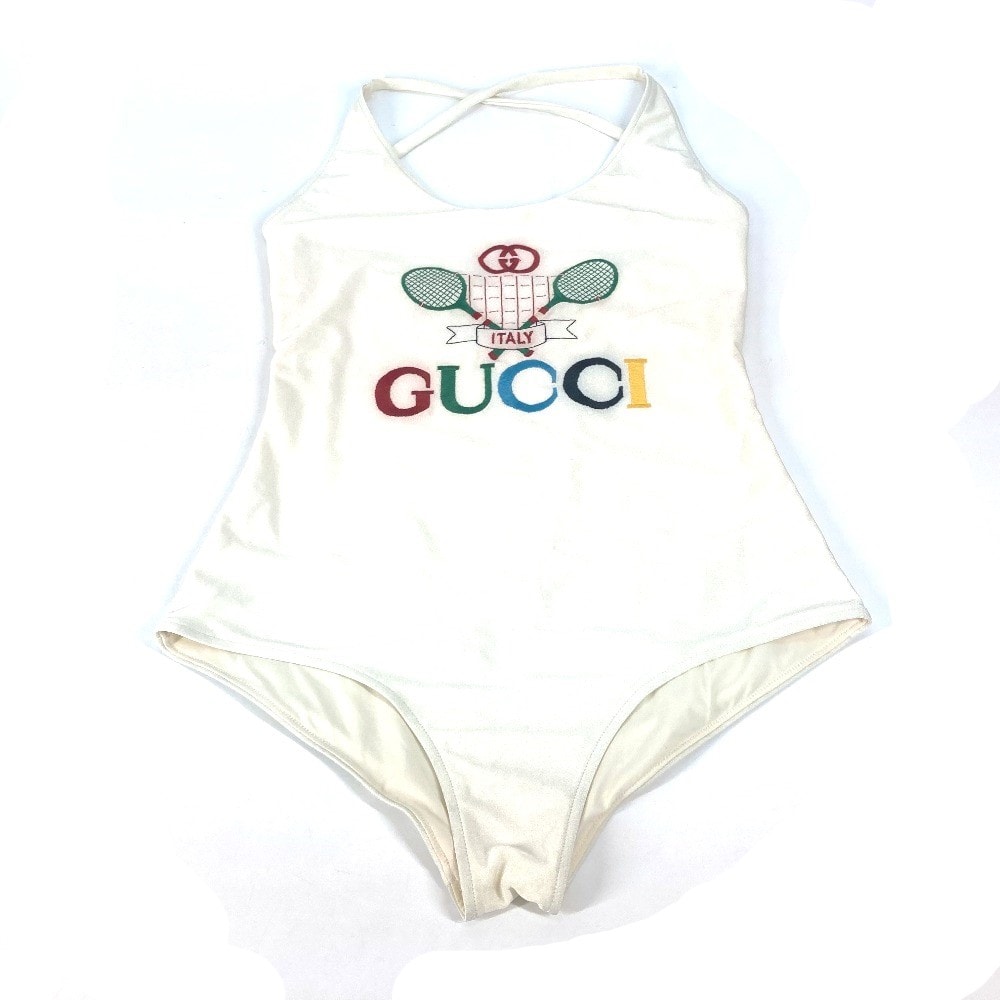 グッチ GUCCI ロゴ ビーチウェア スイムウェア アパレル 水着 ナイロン ホワイト 美品