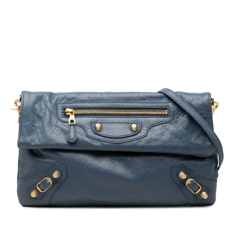 バレンシアガ ジャイアント エンベロープクラッチ 斜め掛け ショルダーバッグ 2WAY 327079 ブルー レザー レディース BALENCIAGA 【中古】