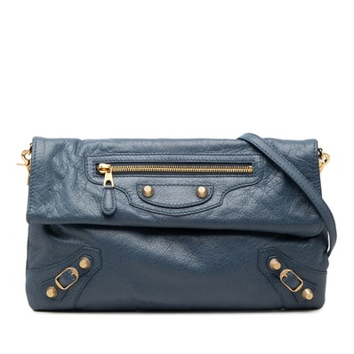 バレンシアガ ジャイアント エンベロープクラッチ 斜め掛け ショルダーバッグ 2WAY 327079 ブルー レザー レディース BALENCIAGA 【中古】