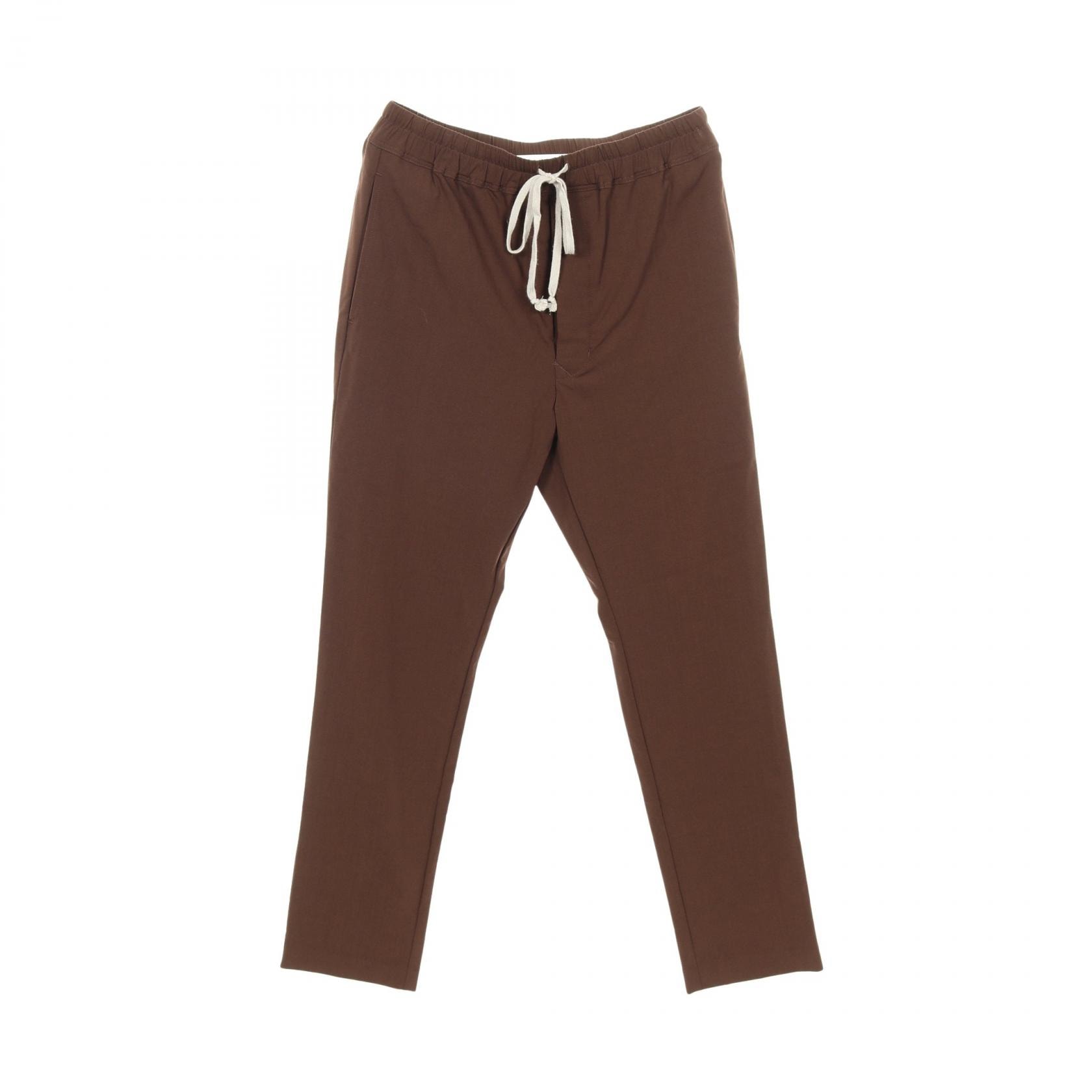 リックオウエンス Rick Owens ドローストリング スリム ロング パンツ 衣料品 ボトムス ウール メンズ ブラウン系 RU02C7390 【中古】