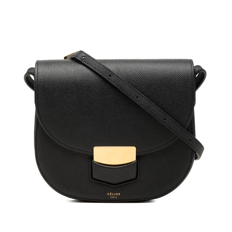セリーヌ トロッター 斜め掛け ショルダーバッグ ブラック レザー レディース CELINE 中古